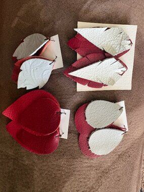 Lot of 4 Handmade Leather Earrings - Great Gift - Unique - Beautiful